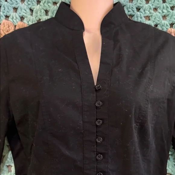 Worthington Stretch Black Button Down Shirt Blouse Women's Sz 6 - Picture 2 of 5